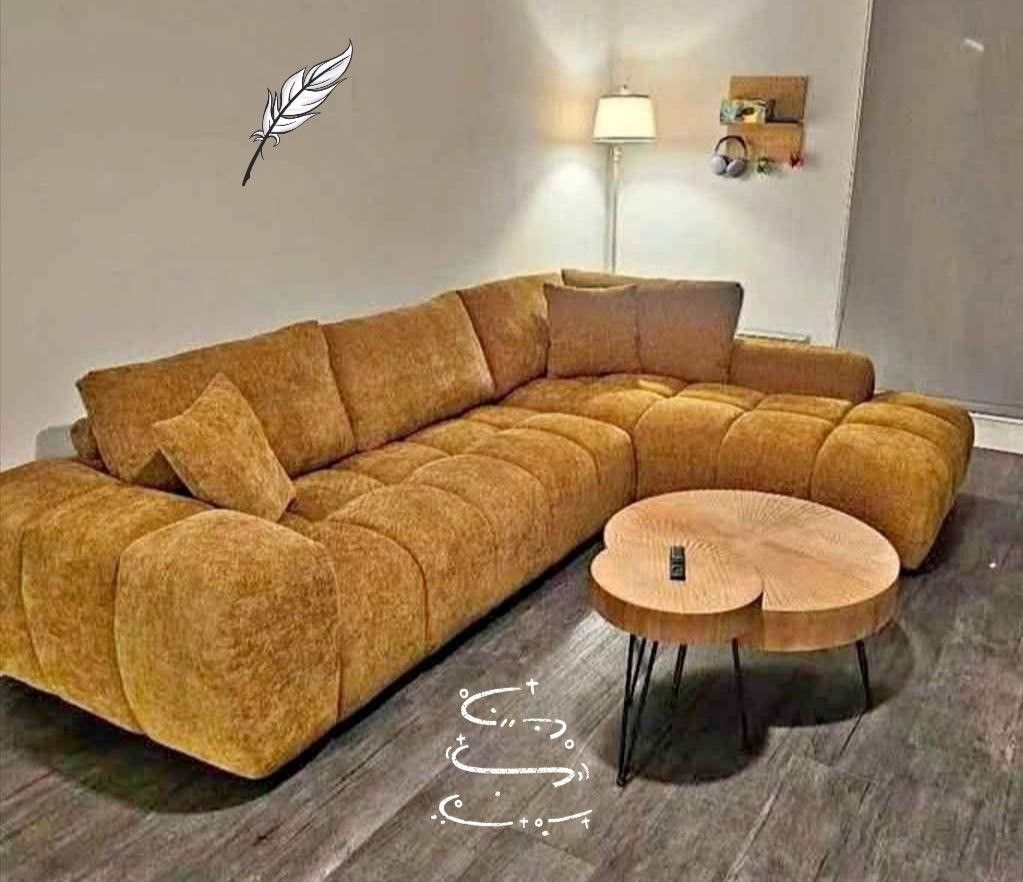 Camacho Upholstered Chaise Sectional Sofa Orange