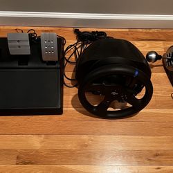 Thrustmaster T300rs GT edition and Thurstmaster TH8A shifter combo. Racing simulator.
