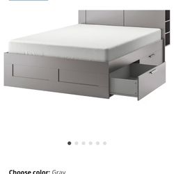 IKEA Brimnes Queen Bedframe (lonset Base) With Headboard And Storage