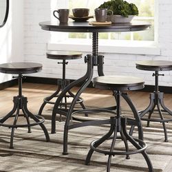 Odium Brown Counter Height Dining Table and Bar Stools (Set of 5) 