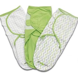 Swaddle Blanket Wrap Set Chevron, Dot, Solid, Grey/Green/White, 3 Pack
