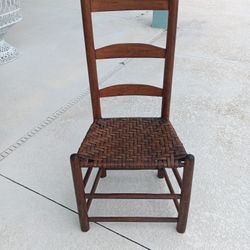 Hardwood Antique Wood Woven Ladder Back Chair 