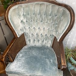 Vintage Velvet Wicker Chair