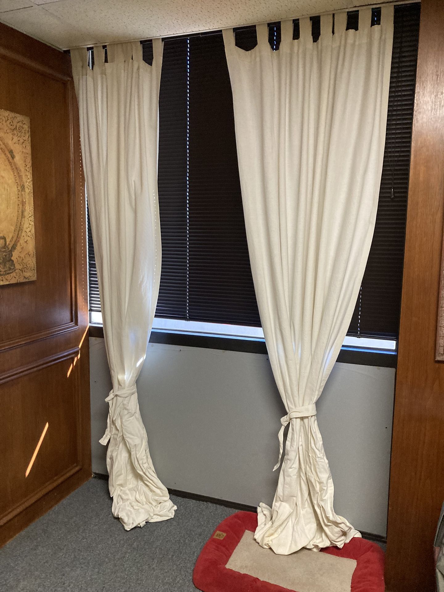 White Cotton Drapes With Pressure Rods