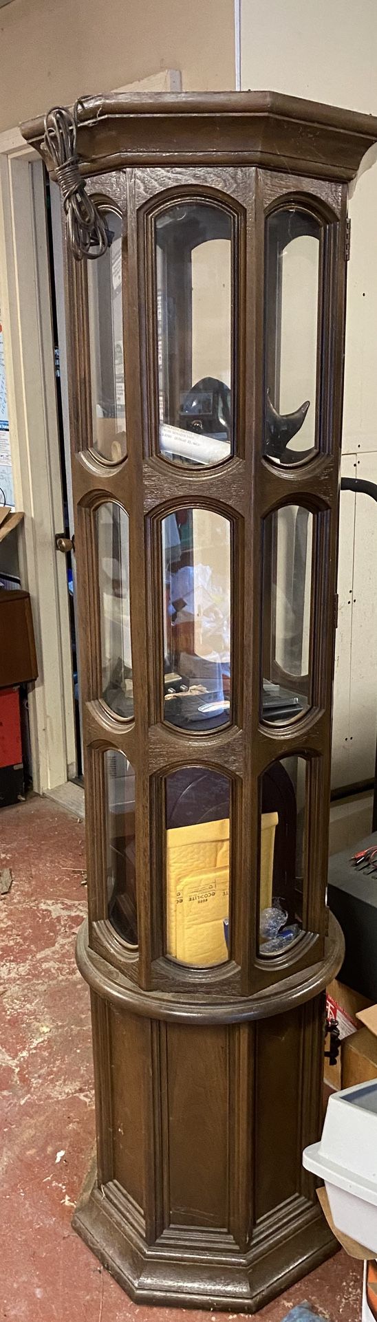 Octagon Lighted Curio Cabinet