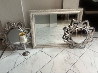 Elegant 3-Piece Silver Decorative Wall Mirror Set