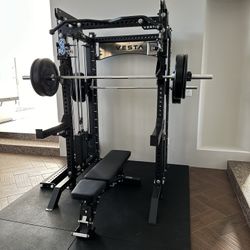 PRO SERIES Ultimate Half Rack Functional Trainer w/Smith Machine Bar | 320lb Stack | Gym Equipment | Fitness | Commercial | Squat Rack 