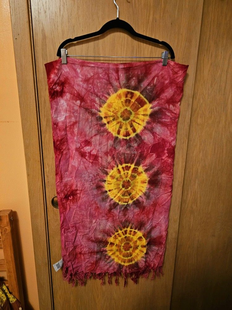Vintage Tye Dye Shawl Scarf Pink