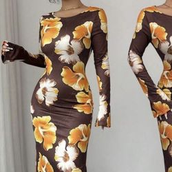 Floral Long Sleeve Maxi Dress 