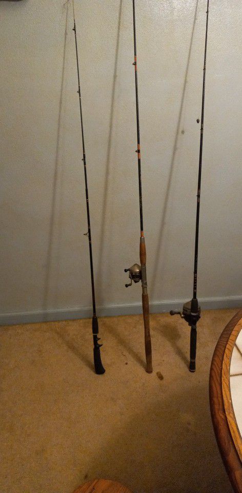 3 Fishing Poles 2 With Reel