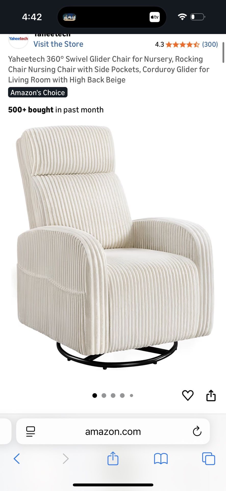 Nursery Swivel Rocking Chair