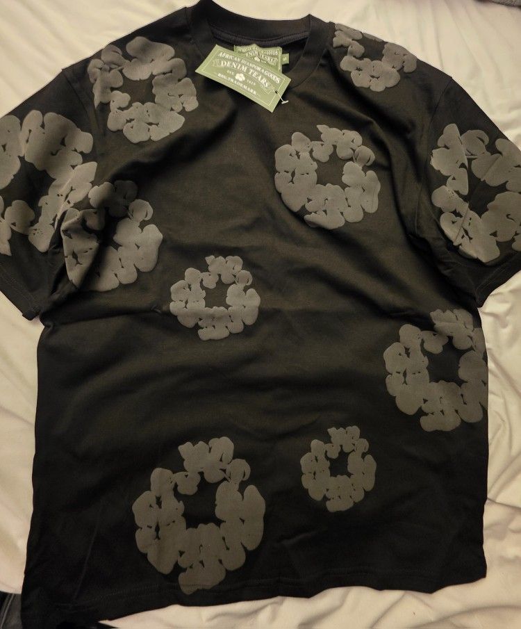 Tears Denim Mono Wreath Tee & Shorts Combo Blk/Dark grey SMALL