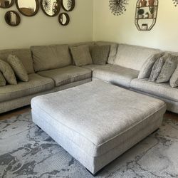 Bright Sectional Sofa With Ottoman