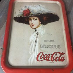 VINTAGE COCA COLA METAL TRAY 1909 REPRODUCED 1971 "DRINK DELICOUS COCA COLA"