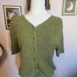 green vintage cardigan