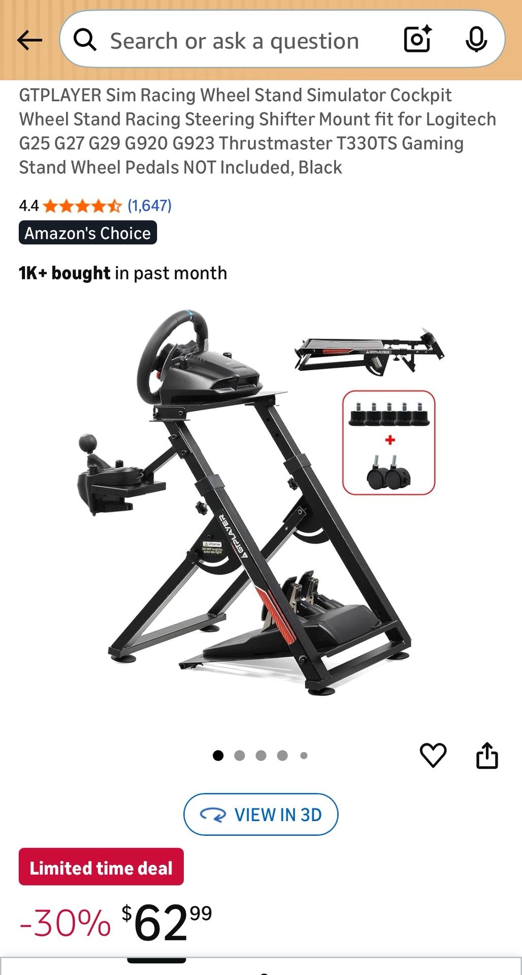 Racing Wheel Stand Cockpit GT Player