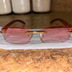 Pink Rimless Buffalo Wood Frames
