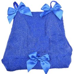 Women Lingerie Blue Set Sexy Sleepwear Chemise Nightwear with Bowknot G-String M