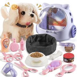 Vanvimen 16 Pcs Robot Dog Toys for Girls, Toys for 3 4 5 6 7 8 Year Old Girls Kids Boys, Realistic Robot Puppy Toddlers Girl Toy for 5-7 6-8, Ideas Bi