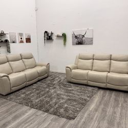 Cream Recliner Couch Set - Free Delivery 