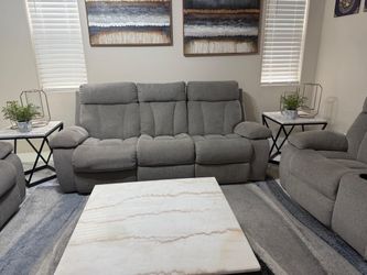 Gray Fabric Reclining Sofa