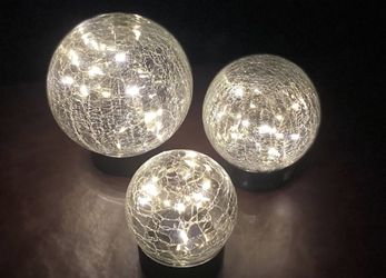 LED Glass Spheres Set Of  3 pack With LED Lights