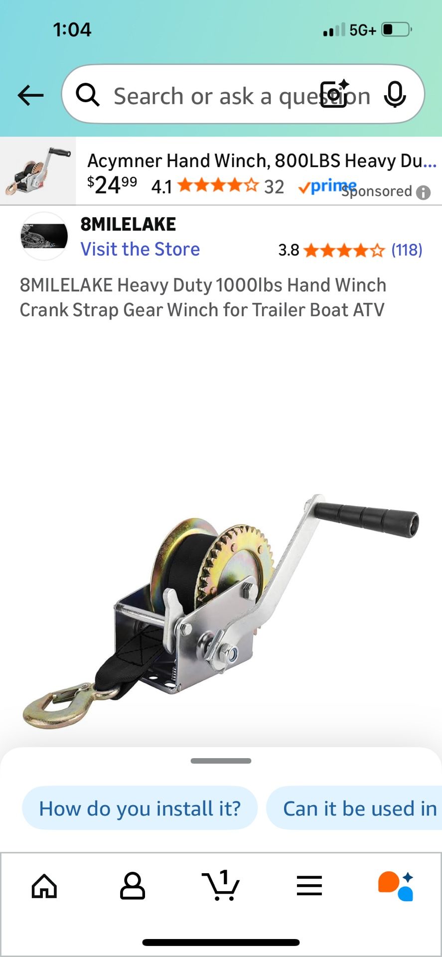 1000lbs Hand Winch