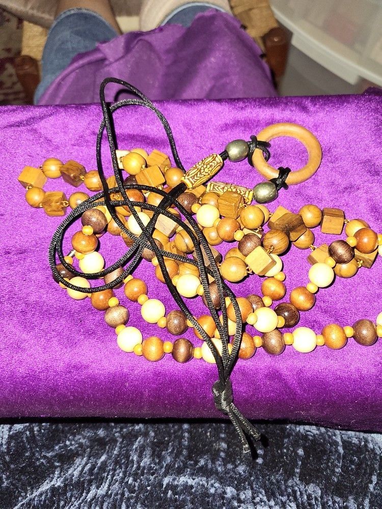 Wooden Beads, 3 Strands, One Price