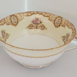 Vintage Noritake Fine China Ashley 3928 Japan Handled Cream Soup Bowl Floral 
