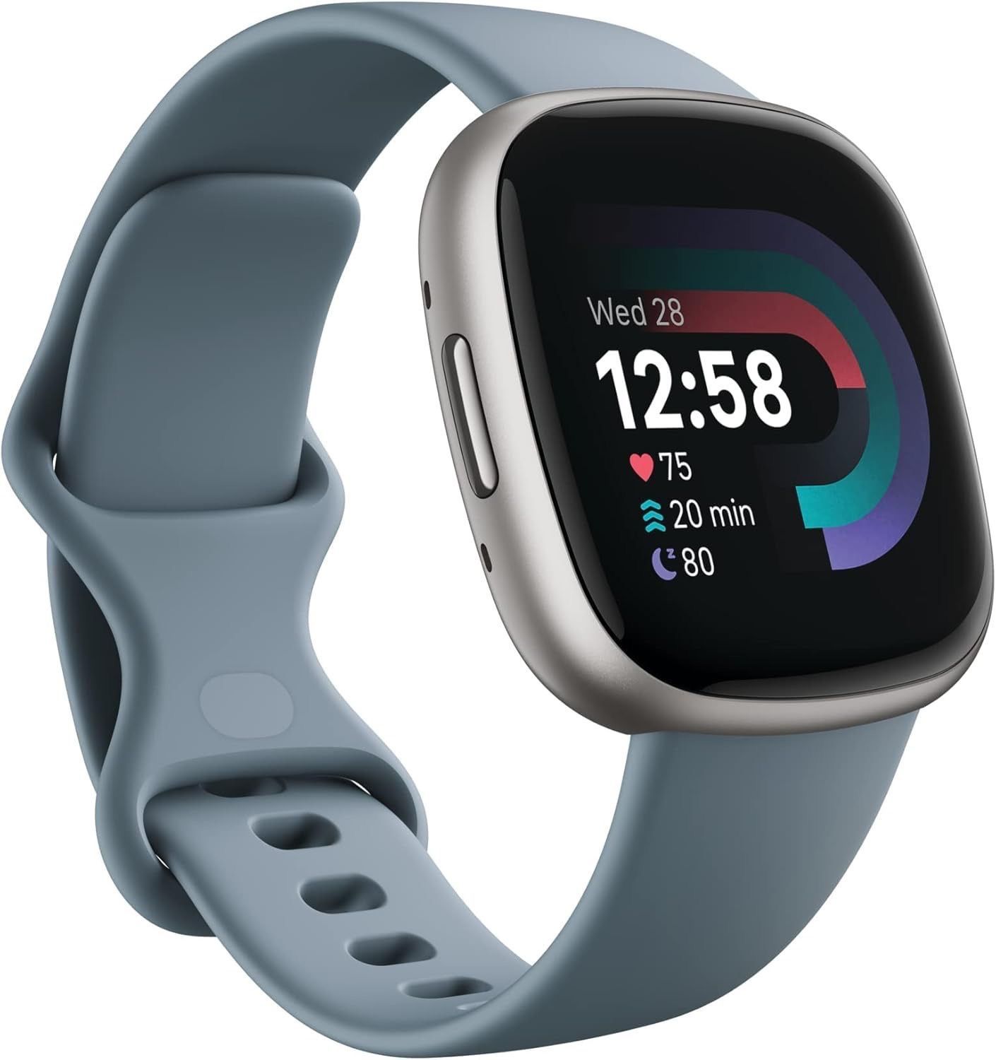 Fitbit Versa 4 Activity Tracker - Waterfall Blue/Platinum Aluminum