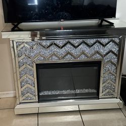 Mirrored Fireplace Silver