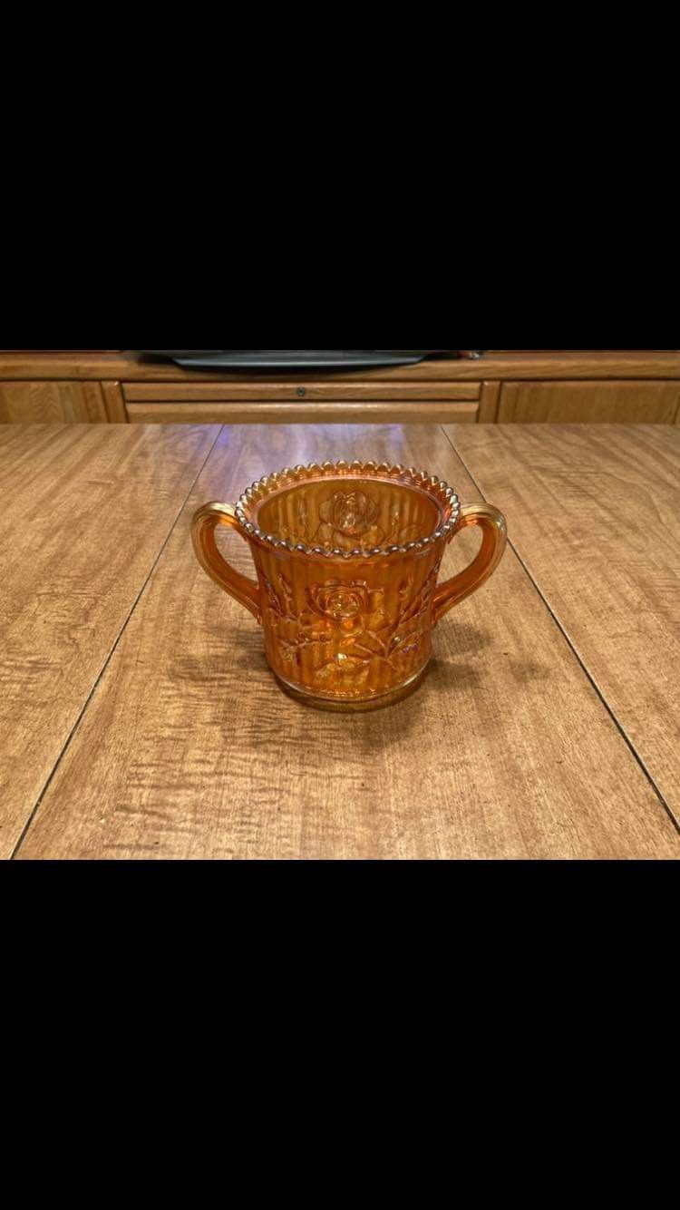 Imperial Marigold Luster Rose Spooner Carnival Glass