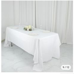 White Round Corner Rectangle Tablecloths