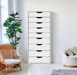 White 9 Drawer Dresser Tall Dressers for Bedroom Kids Dresser w/Storage Shelves Small Dresser for Closet Makeup Dresser