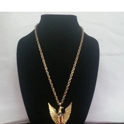 vintage eagle necklace patriotic usa gold tone masculine statement pendant
