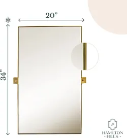 Hamilton Hills 20 x 34 inch Gold Metal Framed Rectangular Pivot Mirror for Wall
