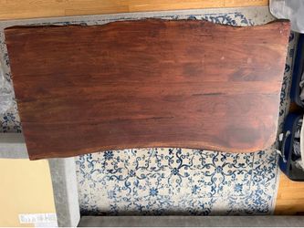 Natural wood coffee table with metal legs
