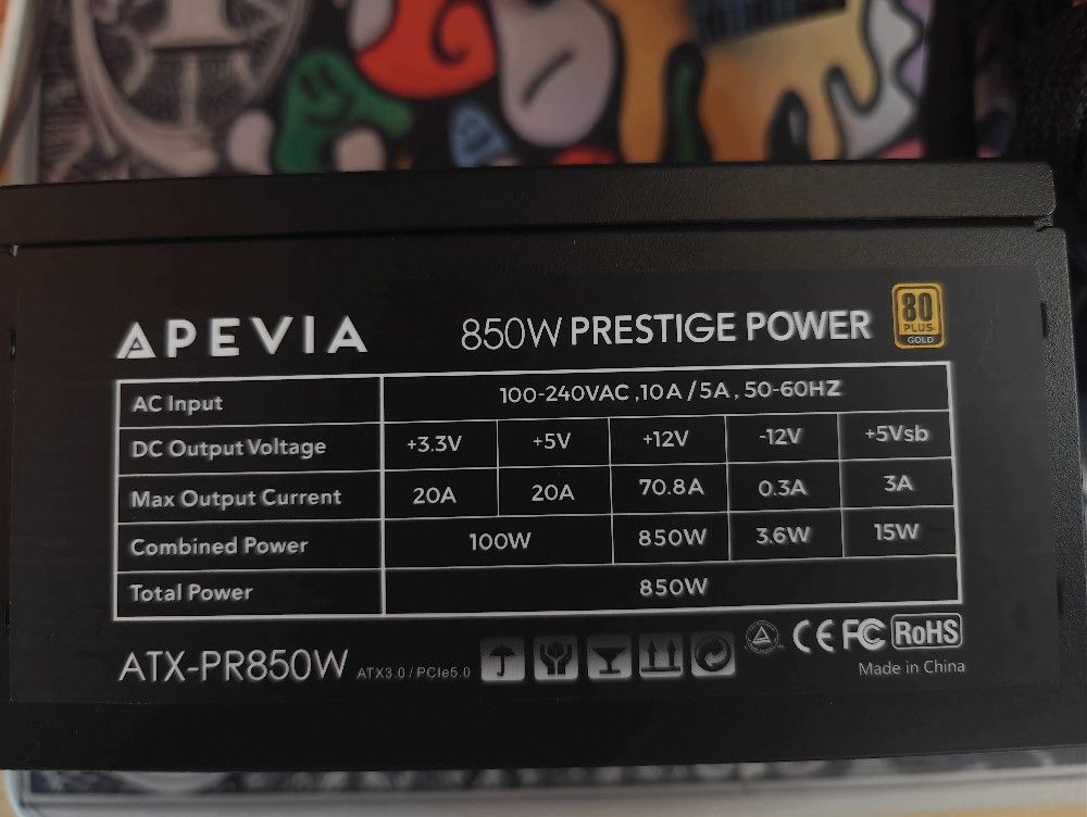 APEVIA 850W Prestige Power | 80 Plus Gold Rated