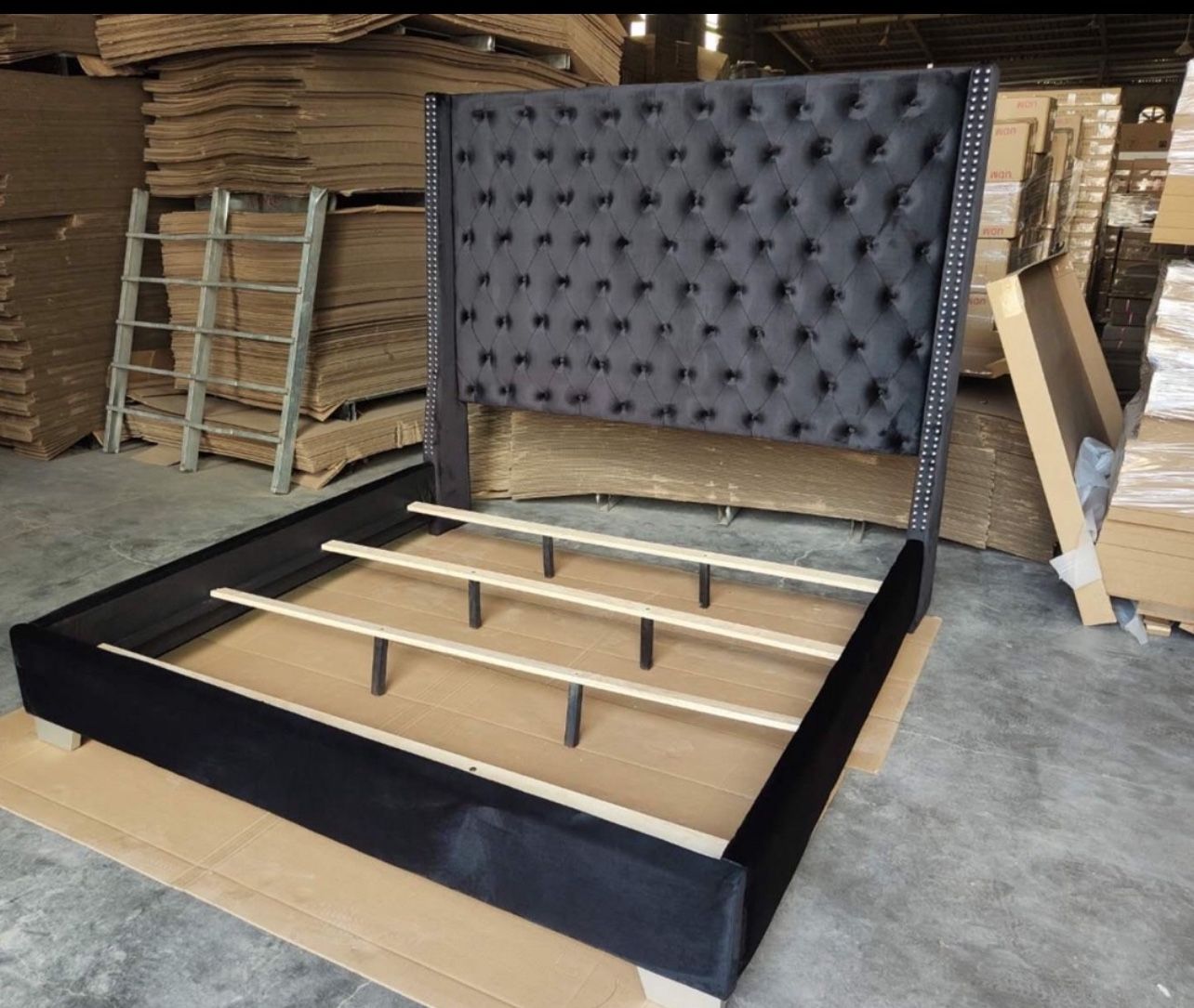 Brand New King /Queen Size Bed Frame Velvet Black 6 Ft Taller Same Day Delivery 🚚