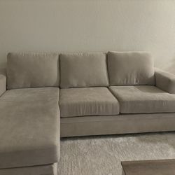Bonaterra Sand Beige Fabric 97" Sofa with Reversible Chaise