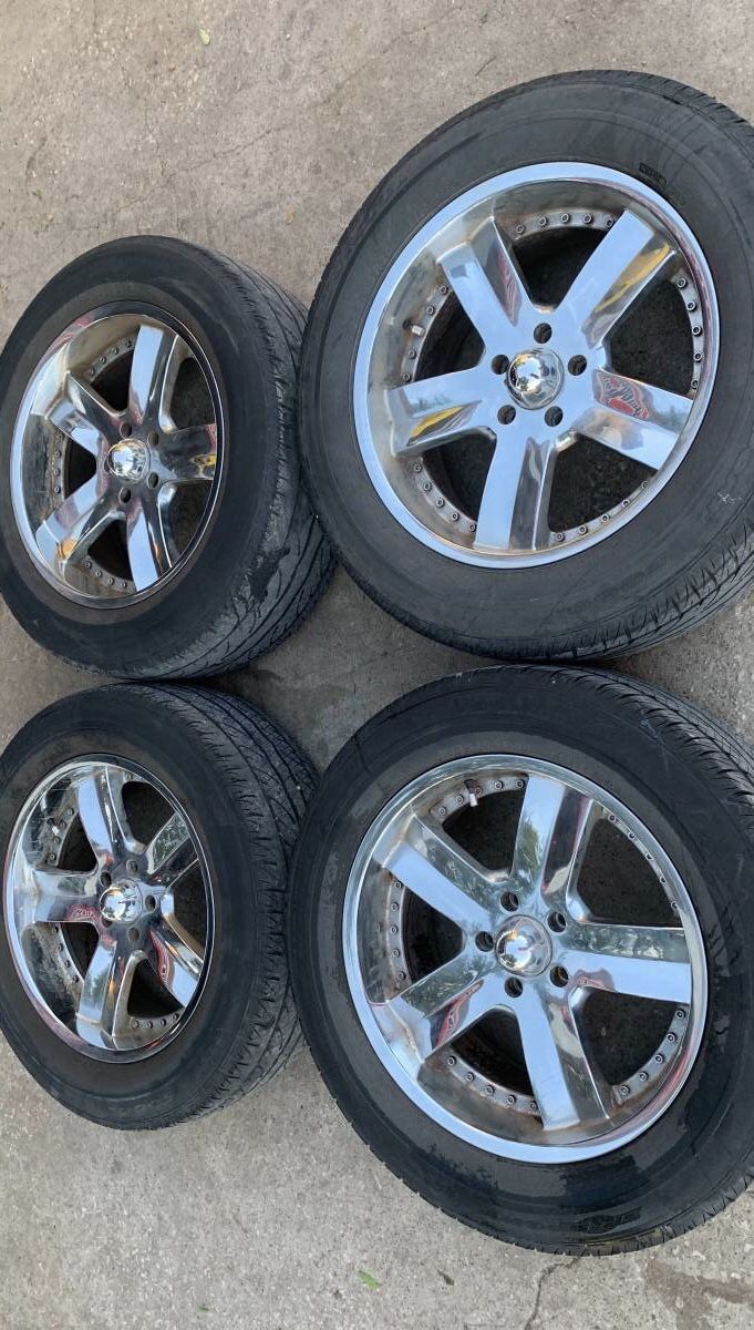 20” Chrome Rims & Tires 5x5 Bolt pattern Wheels Chevy Silverado Tahoe