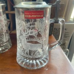 Vintage Beer Stein Deer German Tankard Mug 