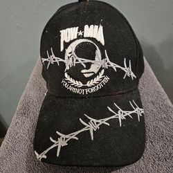 POW/MIA Black Ball Cap Adjustable with Barbed Wire Accent