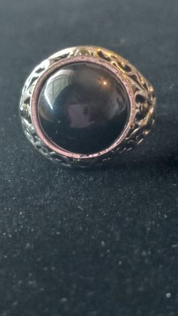 Vintage Sterling Silver Filigree Ring with Large Black Stone – Handmade Style