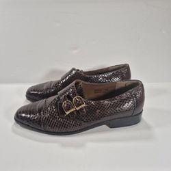Giorgio Brutini Men’s Snakeskin Monk Strap Dress Shoes 9M Brown Leather