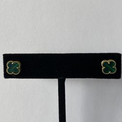 18K Green Clover Earring