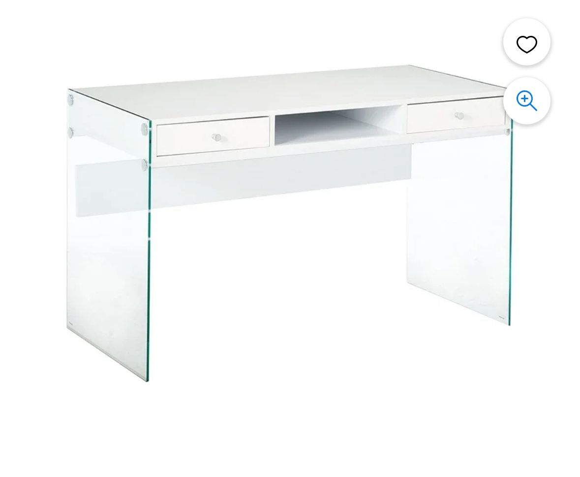 Glossy white glass desk 