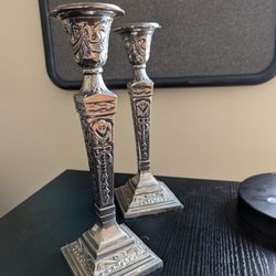 Silverplate Candlesticks With Bows and Swags Neoclassical Pattern

