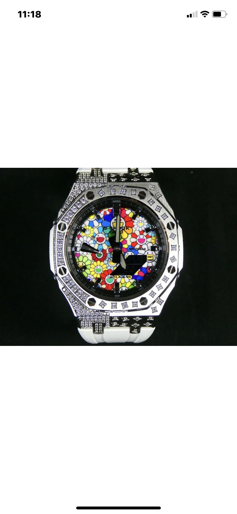 ■GA2100-1A1 G-SHOCK Casio Gray ST Index Sun Flower Dial Pave Bling White #5sih