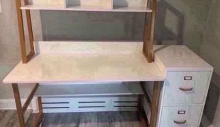 White Desk & Cabinet